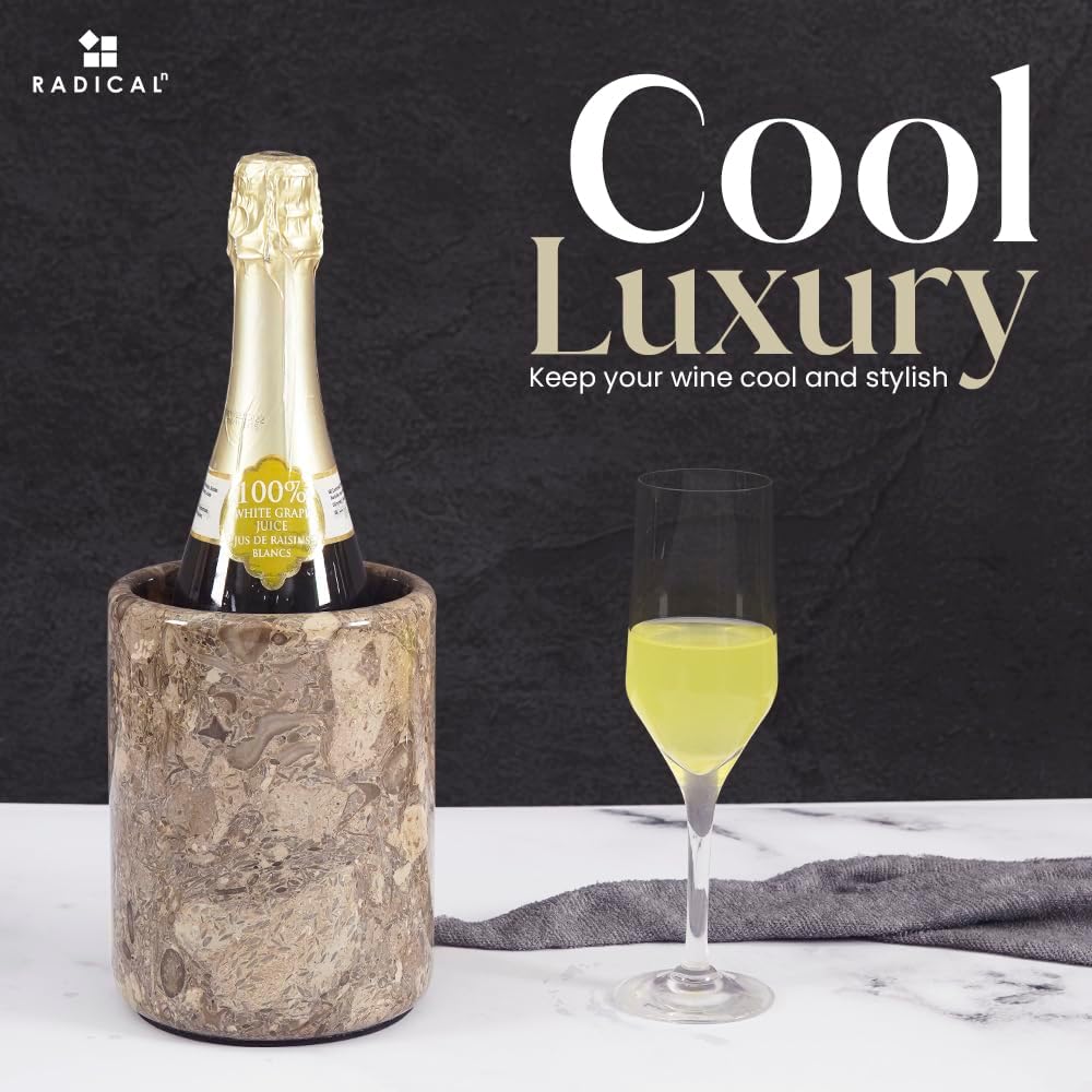 Radicaln Marble Wine Chiller Oceanic 6.5" Inches Handmade Beverage Cooler For Bar Accessories, Wine Chiller For Bottle & Champagne - Wine Bottle Holder For Bar Décor
