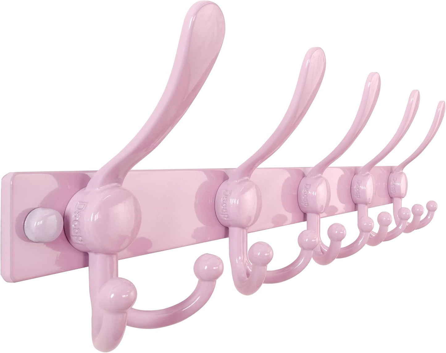 Dseap Coat Rack Wall Mount 2.0 Pro: Heavy Duty 300% Thicker, 16" Stud Mount, Stainless Steel Wall Coat Hooks Hanger for Clothes Jackets Hats Entryway Closet, MaxStrong Series, Pink