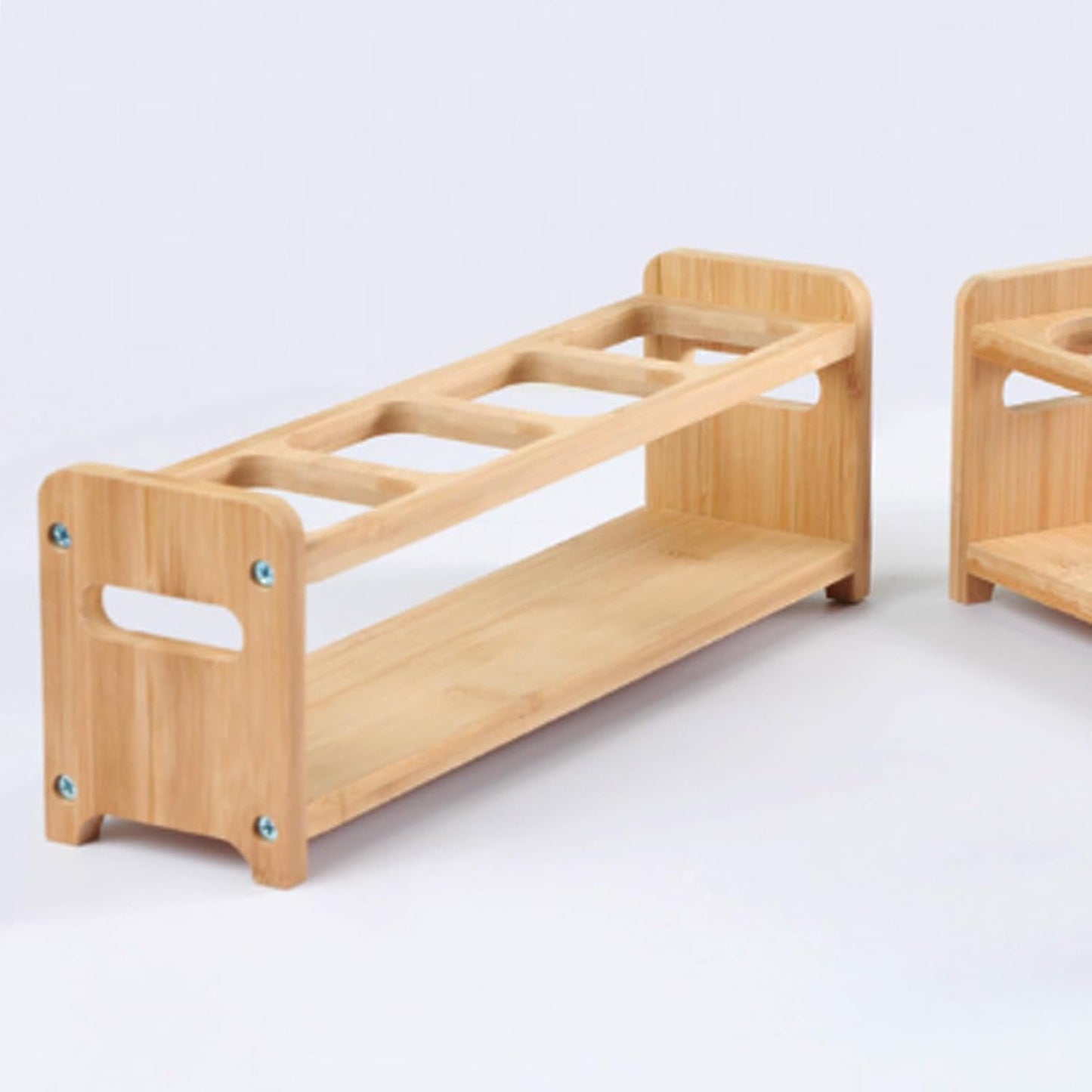 4 Holes Oil Bottle Rack, Wood Multifunctional Storage Rack, Anti Slip Seasoning Storage Stand Kitchen Supplies for Countertop Cabinet Cosmetic (Slots)