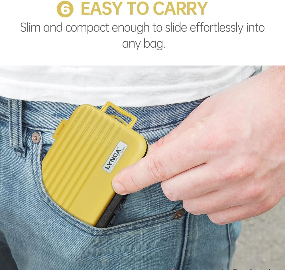 LYNCA 24 Slots Camera Memory Card Case Holder Water-Resistant Anti-Shock SD Card Case Holder Wallet for 8 SD Cards 4 CF Cards 12 Micro SD/TF Cards Storage Box, Compact Memory Cards Wallet (Yellow)