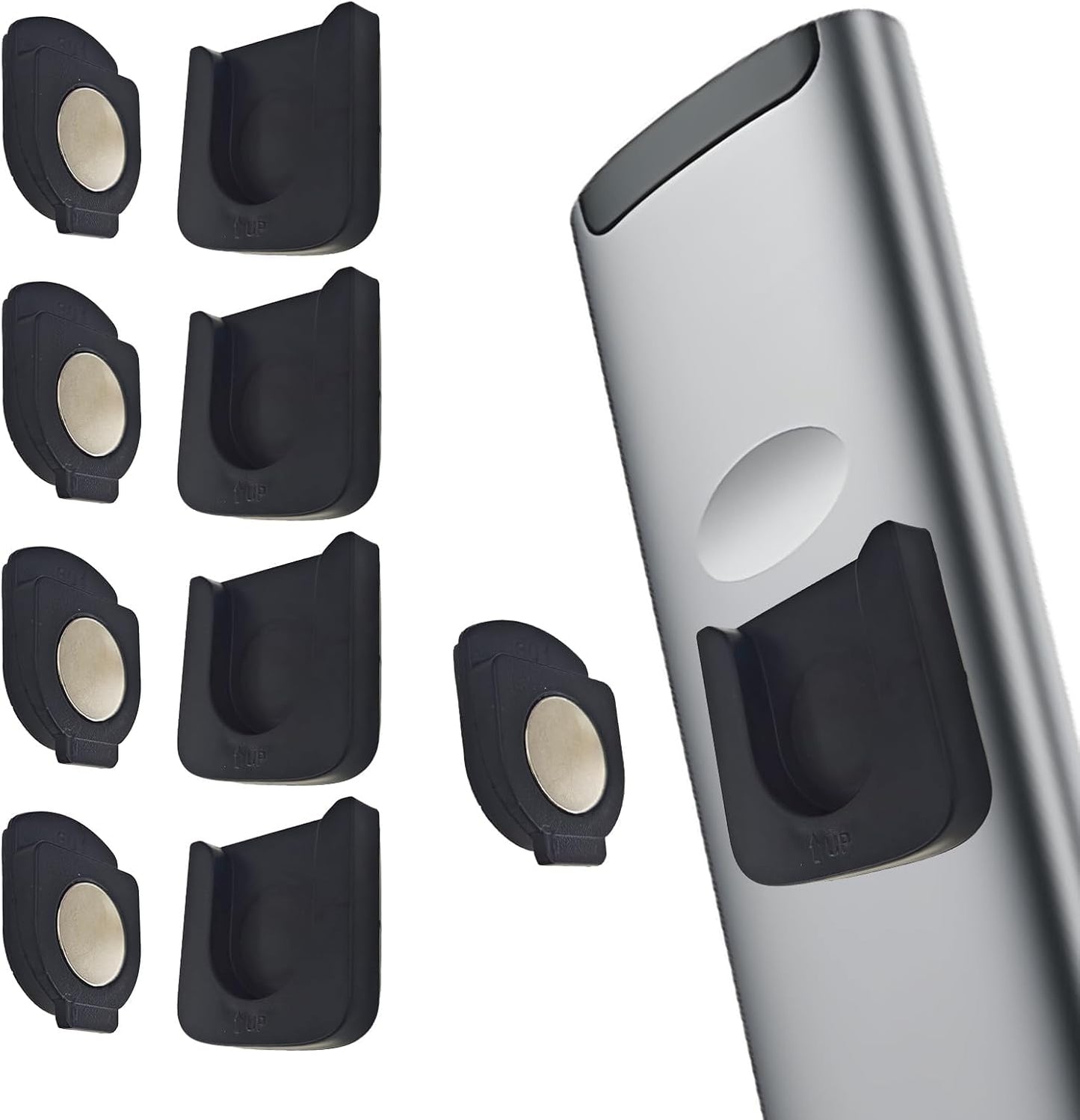 Magnetic Remote Control Holder Wall-Mounted Remote Holder Adhesive Strips Easy Installation for TV, Fan, and AC Remotes to Organize Home & Office (4 Pack)