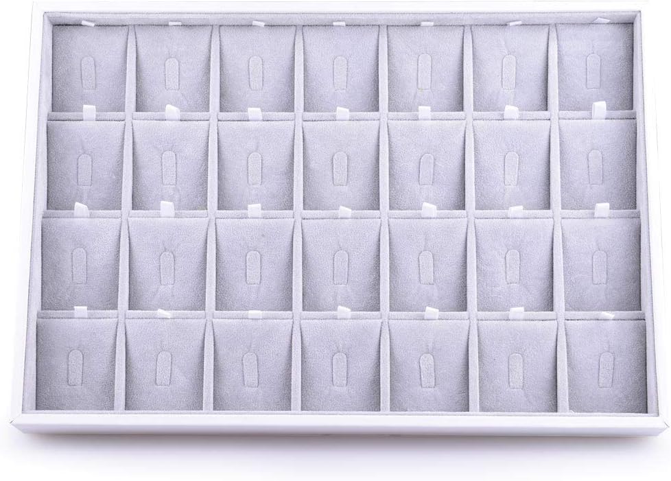 Oirlv 28 Region Ring Display Tray Stackable Jewelry Organizer Trays Leather Rings Storage Case