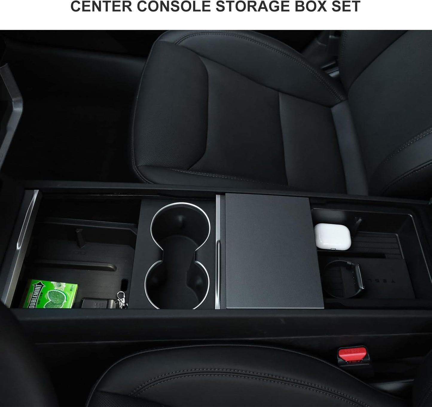 Center Console Organizer Control Lower Bottom Storage Box 4PC Compatible with 2024 2025 Tesla Model 3 Highland