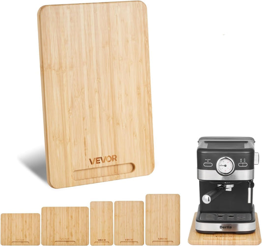 VEVOR Appliance Slider, Small 14.5 x 7.5-inch, Rolling Sliding Tray with Rubber Wheels & Hollow Handle, Easy to Clean, Appliance Rolling Tray for Coffee Maker, Kitchen Countertop, Natural Wood
