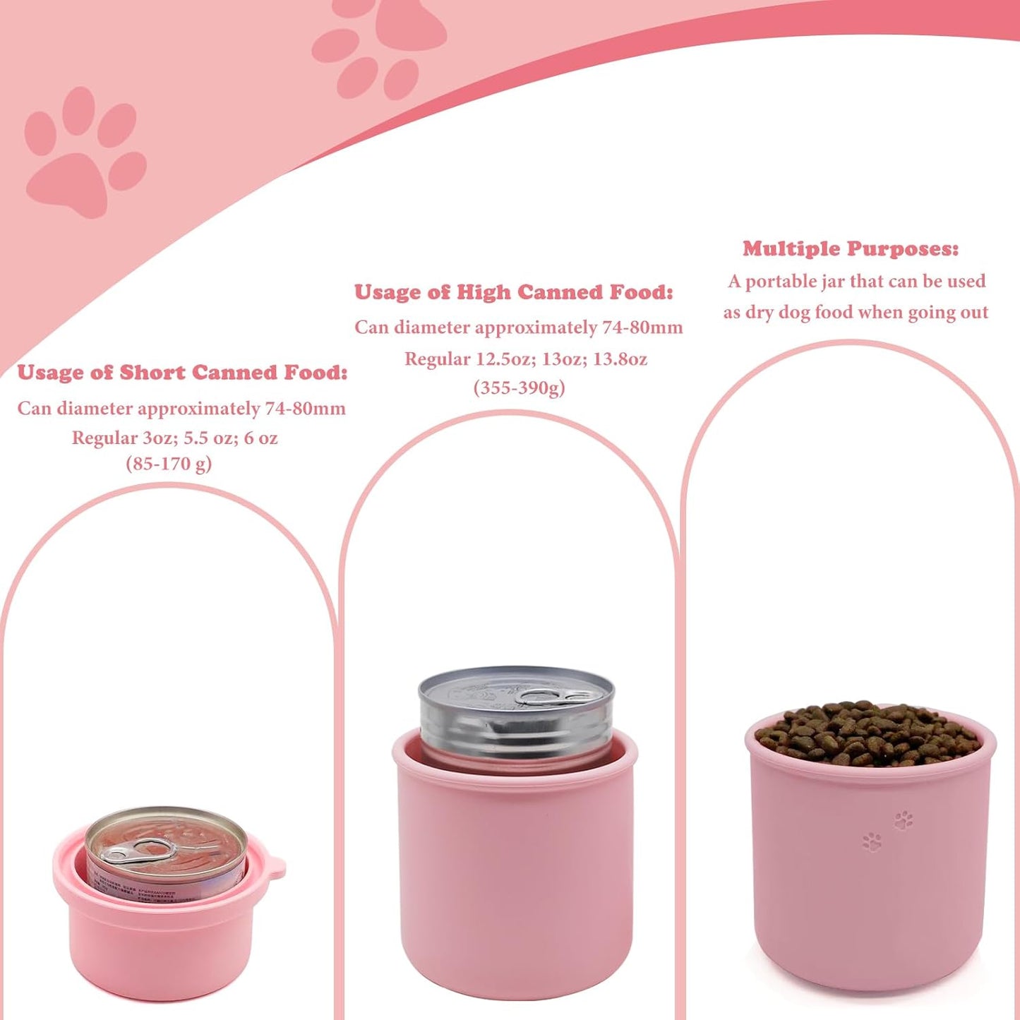 Original Canned Dog Food Storage Container | Silicone Can Cover Pet Food Sealer | BPA Free, Airtight, Dishwasher & Freezer Safe (2 Pcs Pink)