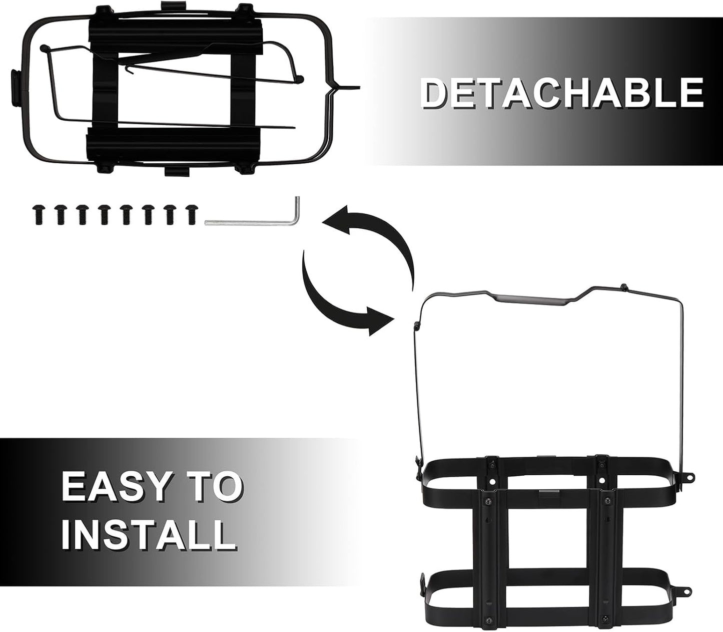 Mayouko Lockable Jerry Gas Can Holder Rack, 5 Gallon / 20 Liter Steel Jerry Can Mount Brackets, Metal Fuel & Gasolina Container, Detachable Carrier Mount, Only Holder Rack, Gas Can not Included