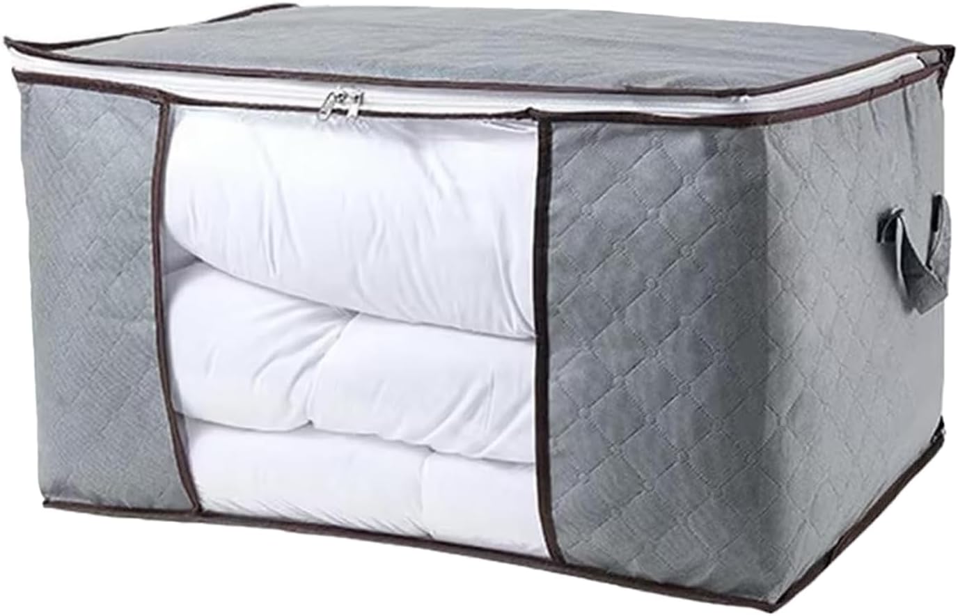 Comforter Storage Bags - Extra Large Clothes Bins, Foldable Organizer with Clear Window, Reinforced Handles, Durable Material | ClosetStorage for Bedding, Blankets, Quilts, Seasonal Garments, Home Ac