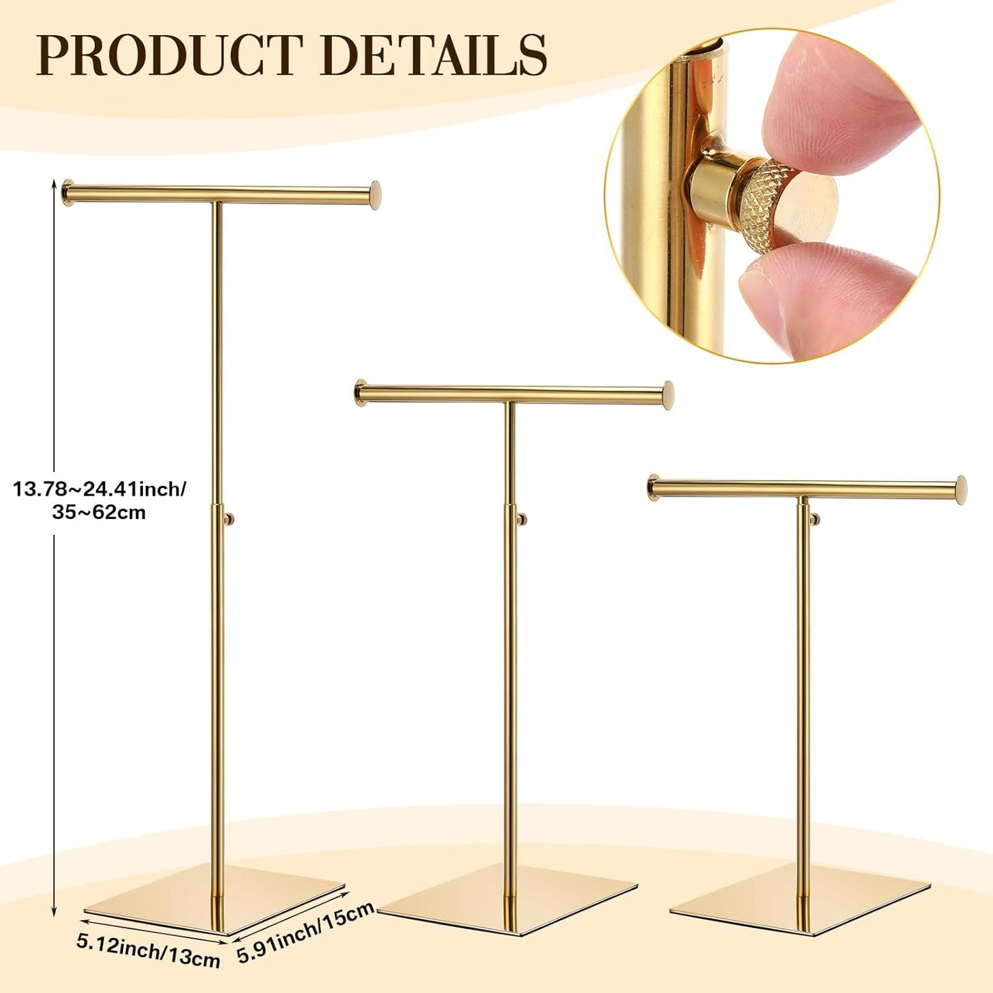 Leinuosen 4 Pcs T Shaped Purse Display Stand Necklace Display Stand Tabletop Adjustable Height Purse Hanger Rack