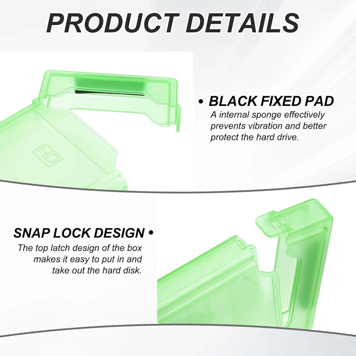 PATIKIL 4.5" x 3.2" Hard Drive Disk Case, 3Pcs Plastic Hard Disk Storage Box Portable Anti-Static Case for 2.5" External SSD HDD, Green