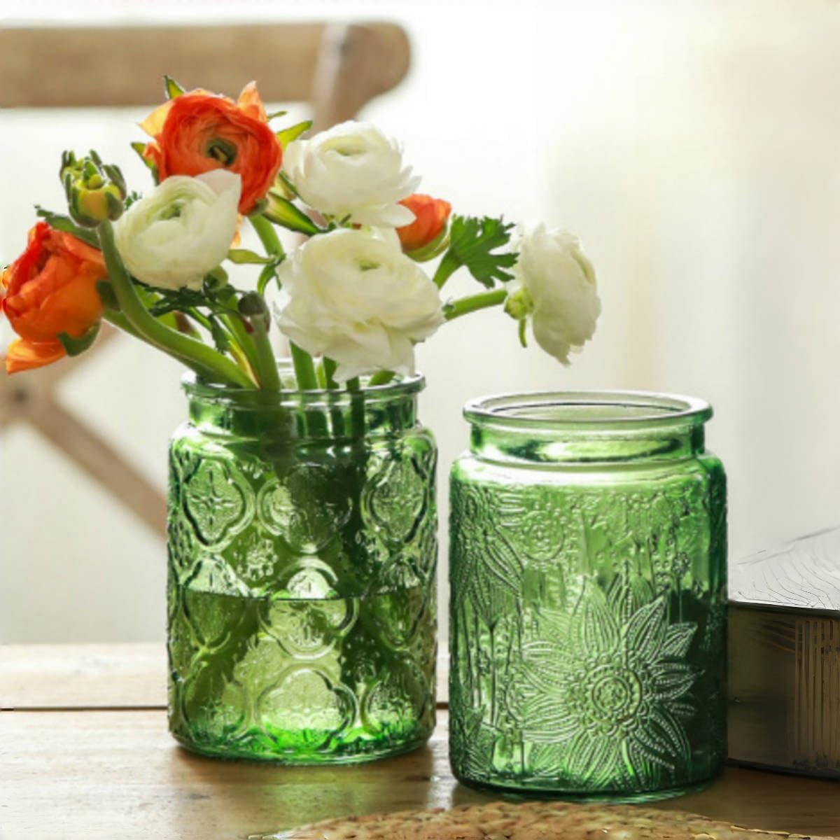 Green Glass Canister, Candy Jar with Lid, 23.7 FL OZ Vintage Colored Mason Jars for Kitchen Decorative Jar for Coffee Tea Candy Cookies, Cute Jars (Green, 1 Pack)