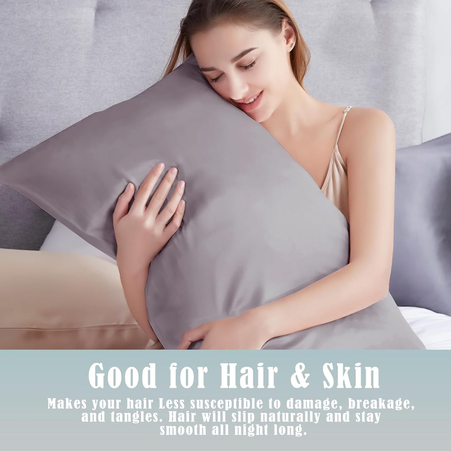 TELUS Pillow Cases Standard Size 2 Pack, Bamboo Rayon & Lyocell Pillowcase with Envelope Closure, Cooling Breathable Pillow Cover for Hot Sleeper & Night Sweats, 20x26 inch, Deep Grey