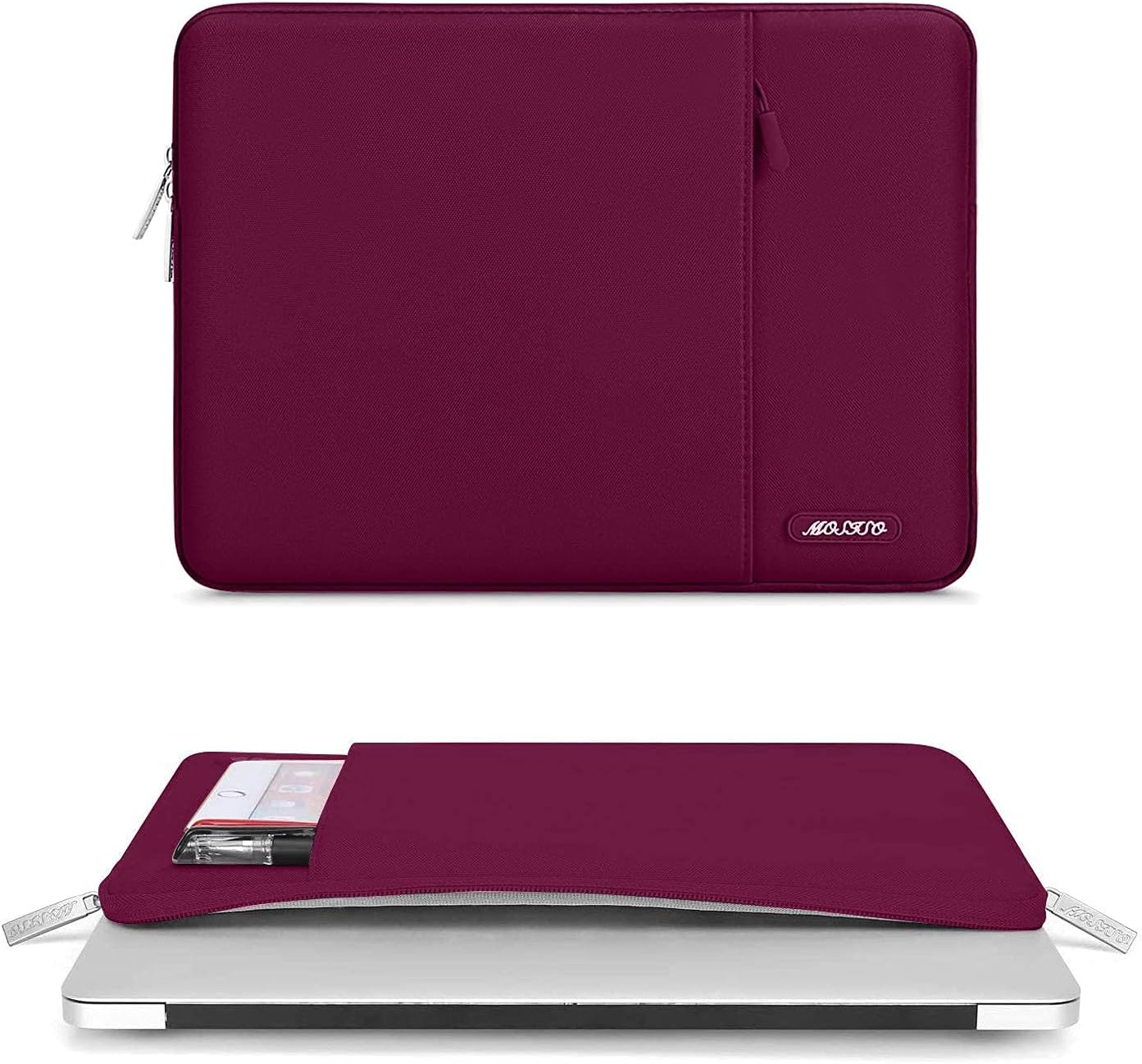 MOSISO Laptop Case 15 inch, 15 inch Laptop Sleeve Compatible with MacBook Air 15 M4 A3241 M3 A3114 M2 A2941 2025 2024 2023,Dell XPS 15,Polyester Vertical Computer Sleeve Bag with Pocket, Wine Red