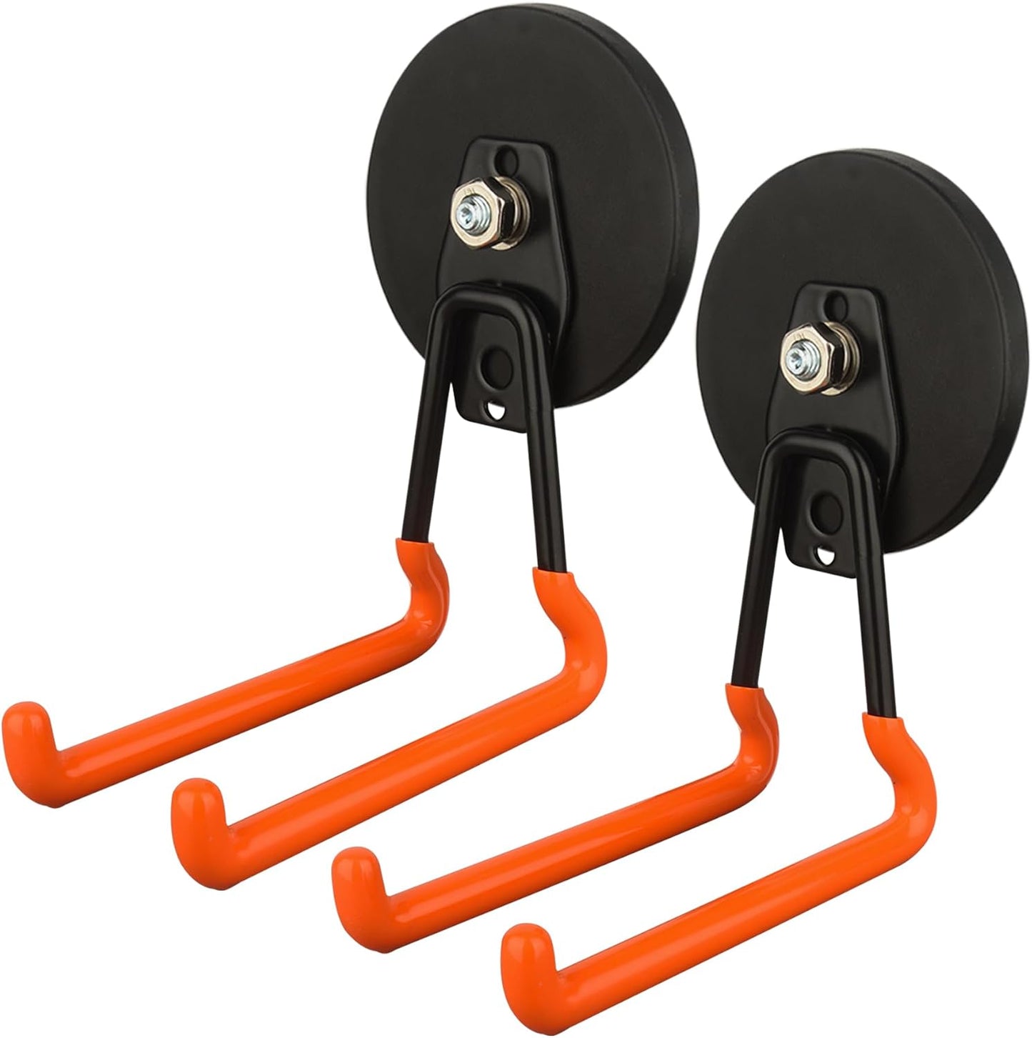 MUTUACTOR New Updated Super Strong Magnetic Hooks,40lbs Anti-Scratch Large Garage Hooks for Hanging,2-Pack Magnetic Hooks Heavy Duty for Organizing Heavy Impact Drivers Trailer Cord Garden Tool Box