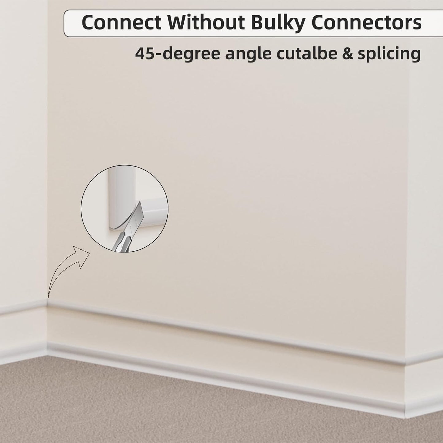 78" Side Buckle Cable Hider for 1 Cords,Extension Cord Covers for Wires On Wall,Adhesive Cord Hider for Wall Mount Tv, Wire Channel for Cable Concealer,Cable Raceway Home & Office,White