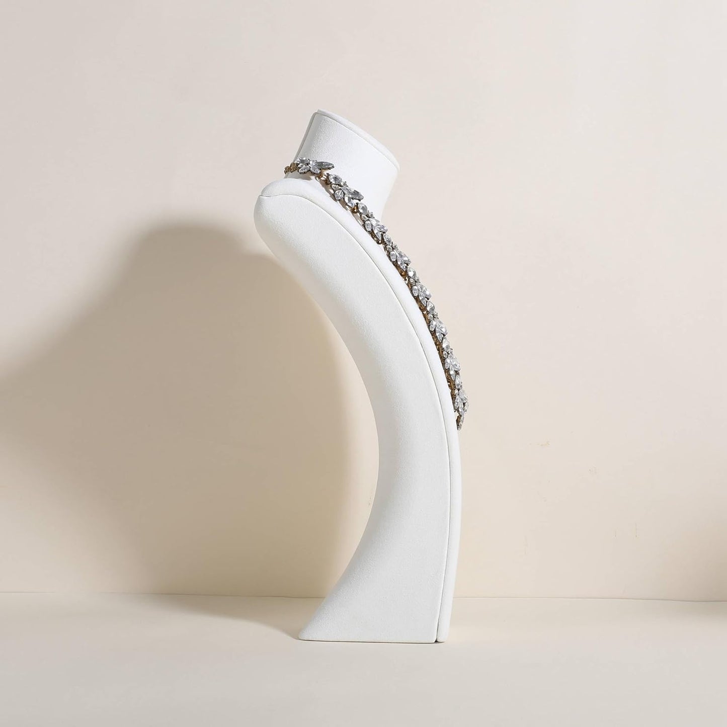 GemeShou White necklace storage organizer for sale, Velvet necklace holder stand, jewelry bust display stands, Jewelry Mannequin for Countertop, Showcase【White-Large height 12.4 inch】