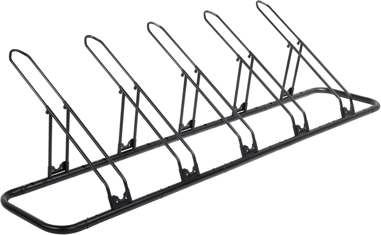CyclingDeal Bicycle Floor Parking Rack Stand - for Mountain MTB Road Bike - Indoor Home Garage Storage - Adjustable 5 Bikes