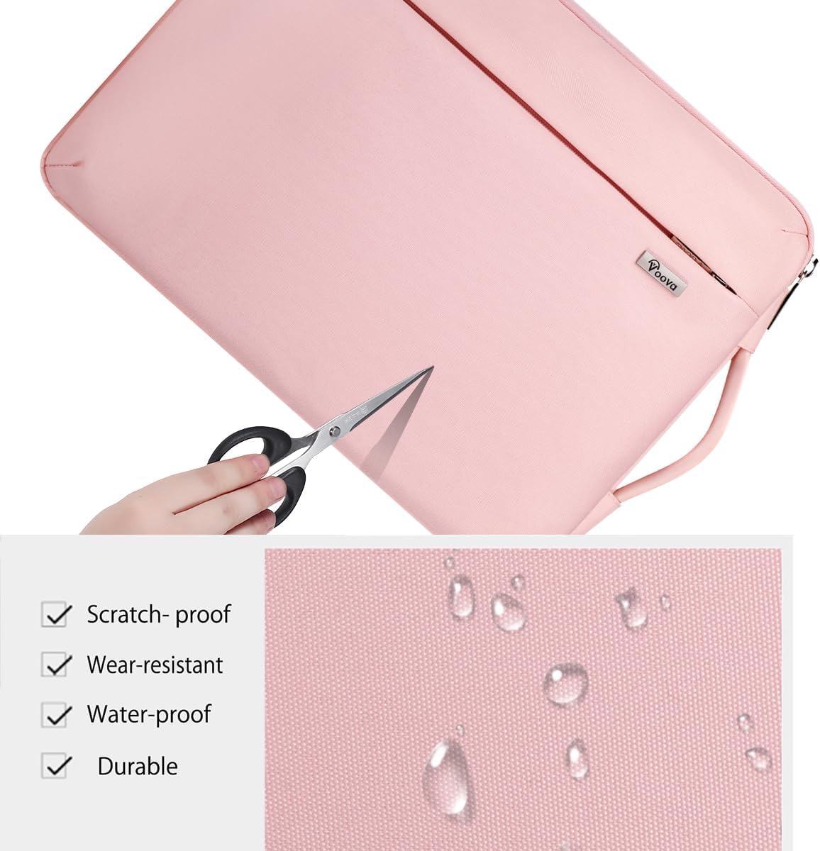 Voova Laptop Sleeve Case 15.6 16 Inch with Handle, 360° Protective Waterproof Slim Computer Bag Cover Compatible with MacBook Pro M2/M3/M4 16, HP Acer Lenovo Yoga ThinkPad Asus Laptop, Women, Pink
