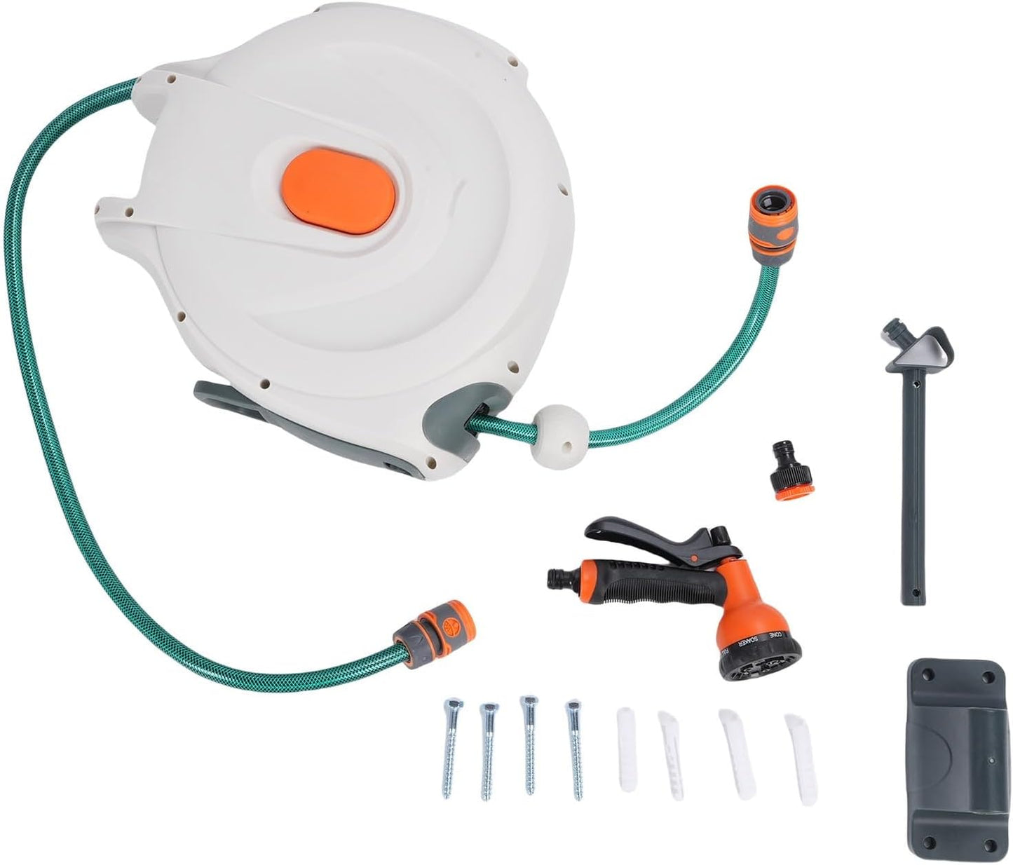 JTLB Retractable Garden Hose Reel 10m Wall Mount 180 Degree Swivel Bracket for Watering Car Washing