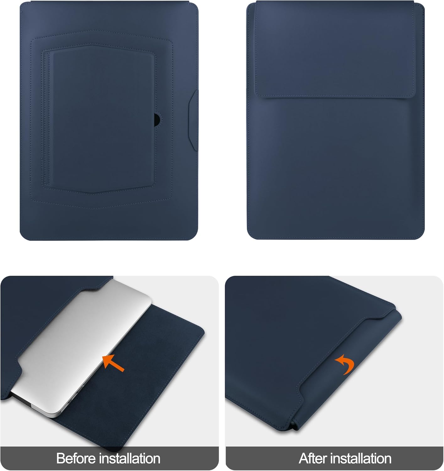 13.3'' /13.6'' Laptop Sleeve Case Leather Bag with Stand Compatible with MacBook Pro 14/MacBook Air 13(M1 M2)/13.3'' Yoga/Dell XPS 13/HP/Matebook 14'' Laptop case, Blue