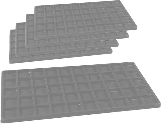 Novel Box 5 Pack 50-Slot Gray Liner Jewelry Storage Tray Inserts 14.75x8.25x1 Inches - Jewelry Organizer Pad for Drawers & Store Displays - Jewelry Display Pads for Rings Earrings & Pendants