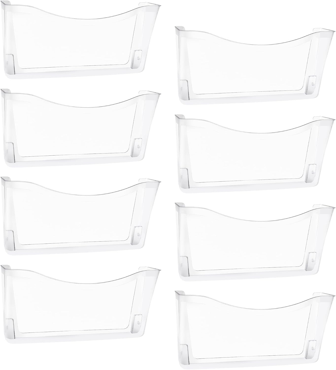EASEPRES 8 Pack Clear Single Pocket Hanging File Organizer, Plastic Wall Mount Paper Mails Magazines Holder, Mounted Folder Bins for Office, School and Home, 13.85x3.14x6.88 inches