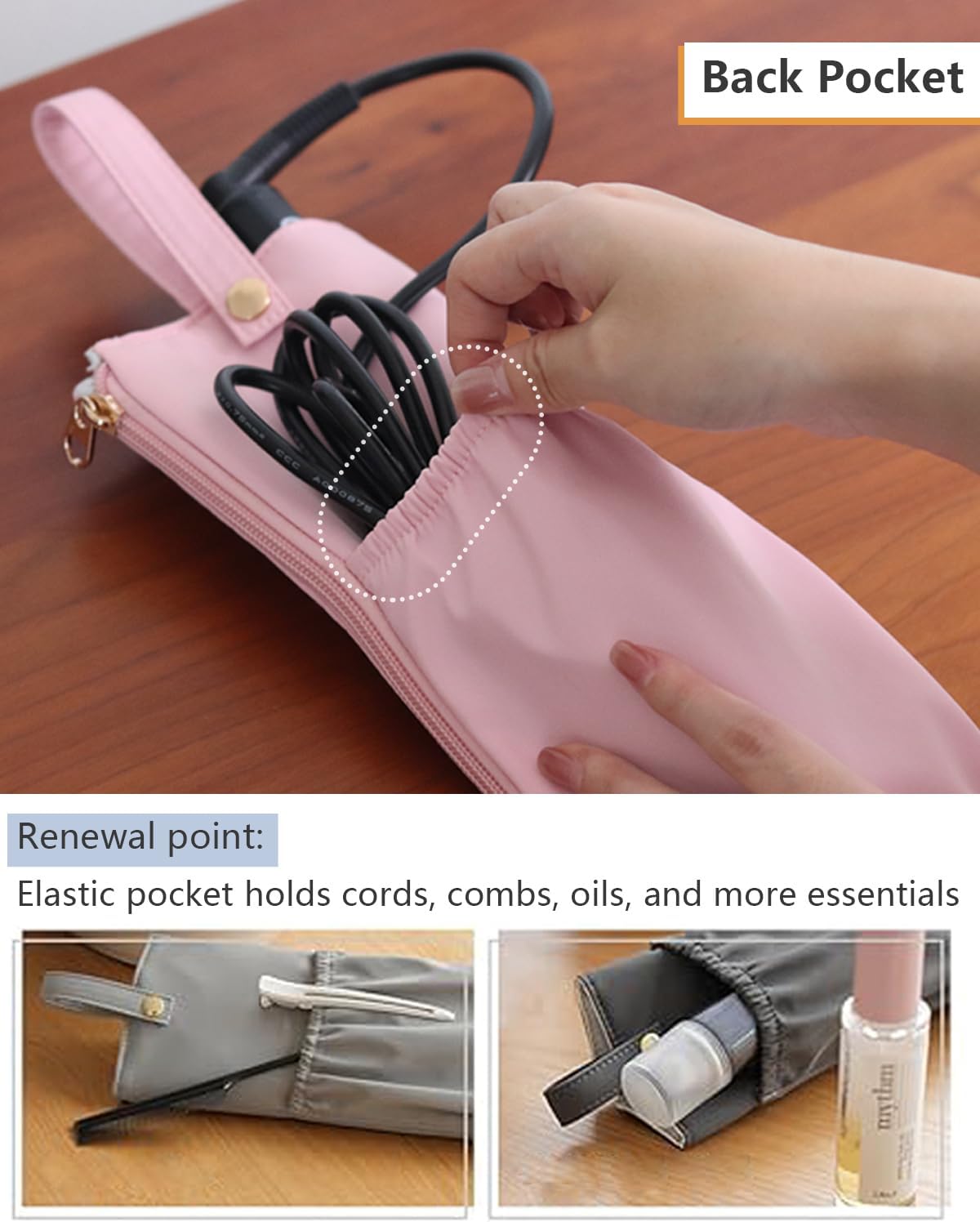 Lifeplus Holder & Mat for Hot Tools, Curling Iron Flat Iron Heat Resistant Hair Tools Travel Bag - Ideal for Home, Travel, Gift (Beige)