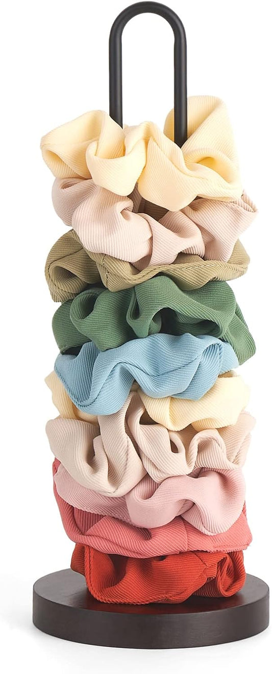 Mkono Scrunchies Holder Stand Hair Accessories Organizer Gold White Metal Scrunchies Tower Hold 25-35 Scrunchies Modern Vertical Hair Tie Headband Organizer Jewelry Scrunchy Holder for Girls, Brown