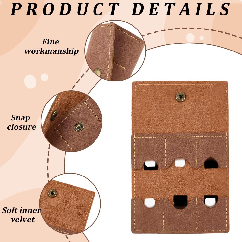 2PCS PU Leather Memory Card Holder with Metal Snap Button Micro SD Carry Cover Foldable Gaming Card Organizer Portable Retro Leather Guitar Pick Case for Travel Daily Storage CFexpress SIM