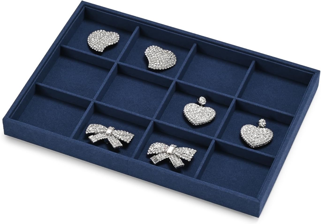 12 Grids Jewelry Tray Bracelet Tray Bangle Tray Microfiber Jewelry Display Tray Stackable Jewelry Trays for Bracelet Bangle Holder Watch Earring Brooches Display Tray (Blue)