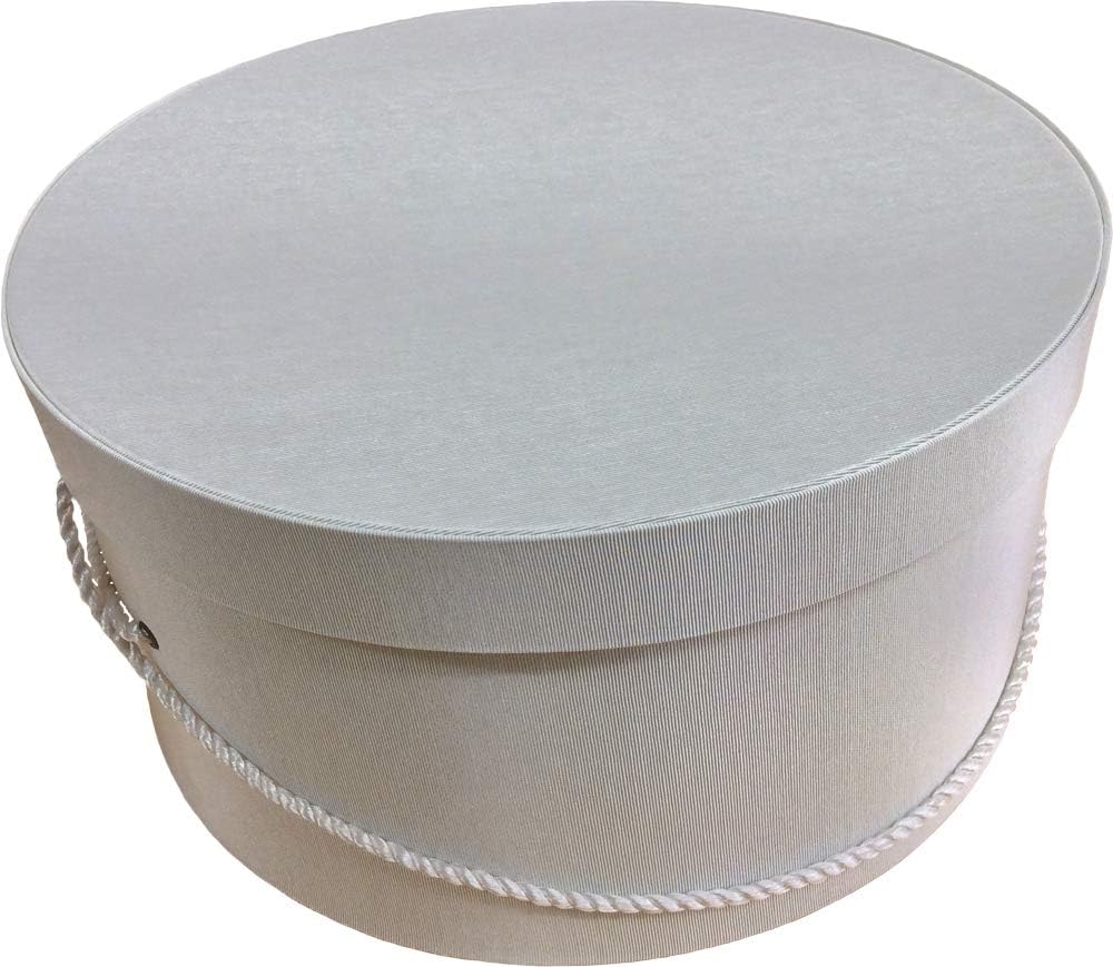 Sarah's Hat Boxes Classic Ivory Hat Box – 12.75" x 6.5" (Dia. x Ht.) Handmade in USA – Odorless Non-Toxic Adhesive, Cording Handle – Premium Storage for Hats & Accessories