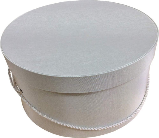 Sarah's Hat Boxes Classic Ivory Hat Box – 12.75" x 6.5" (Dia. x Ht.) Handmade in USA – Odorless Non-Toxic Adhesive, Cording Handle – Premium Storage for Hats & Accessories