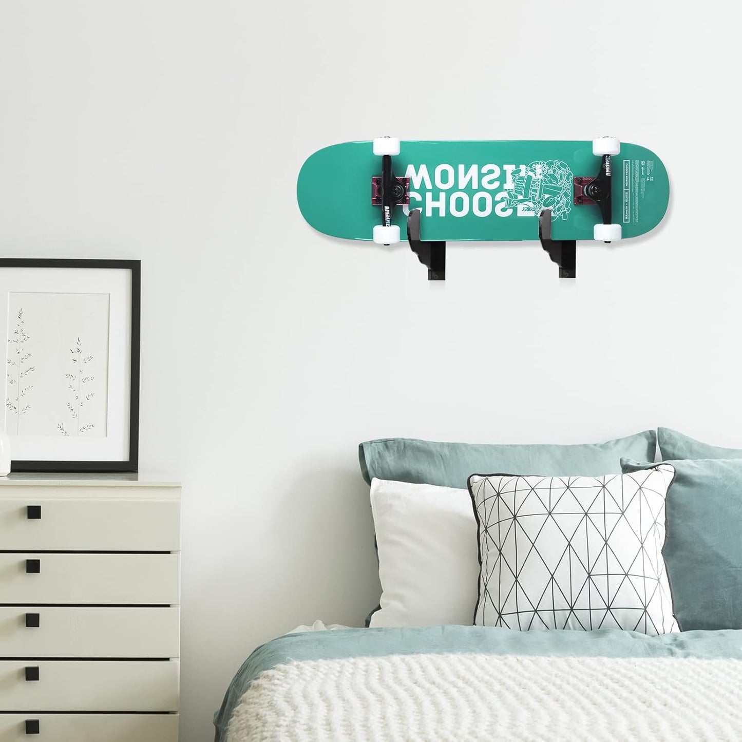 BiJun Skateboard Wall Mount, Snowboard Wall Mount Display, Acrylic Horizontal Skateboards Rack, Skateboard Storage Hanger (Transparent)