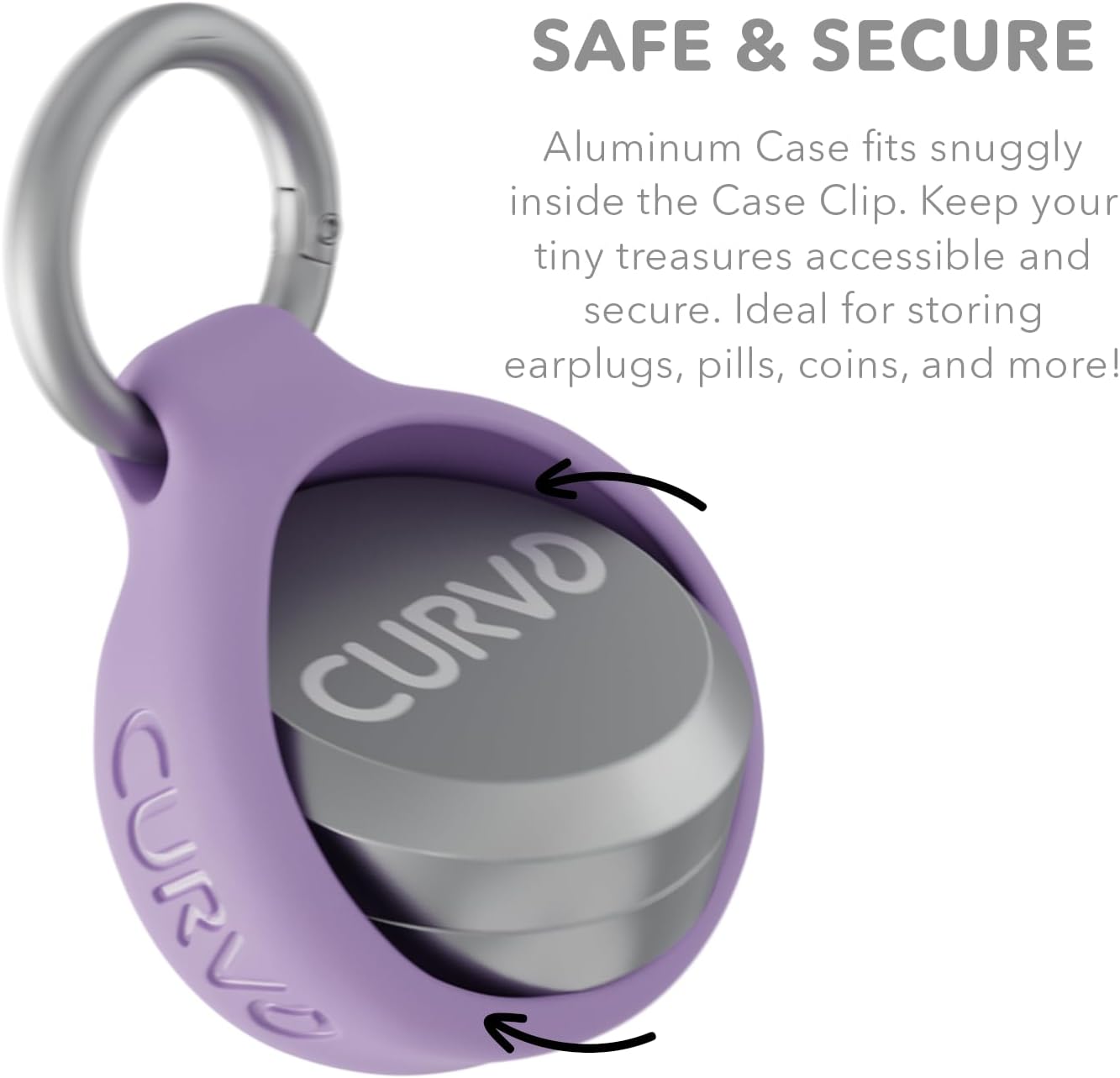 CURVD Premium Carrying Case – Durable Travel Keychain Container, Medicine Pill Organizer & Travel Pill Box, Small Waterproof Holder for Pills, Earplugs, Jewelry, Compatible with Loop, Vibes & Eargasm