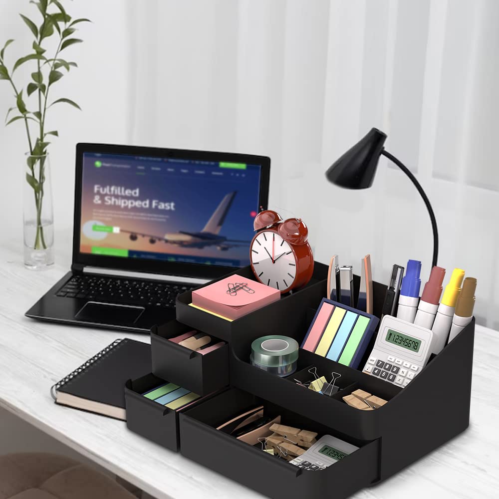 Makeup Organizer with Drawers, Countertop Organizer for Vanity, Bathroom and Bedroom Desk Cosmetics Display Case for Brushes, Lotions, Perfumes, Eyeshadow, Lipstick and Nail Polish