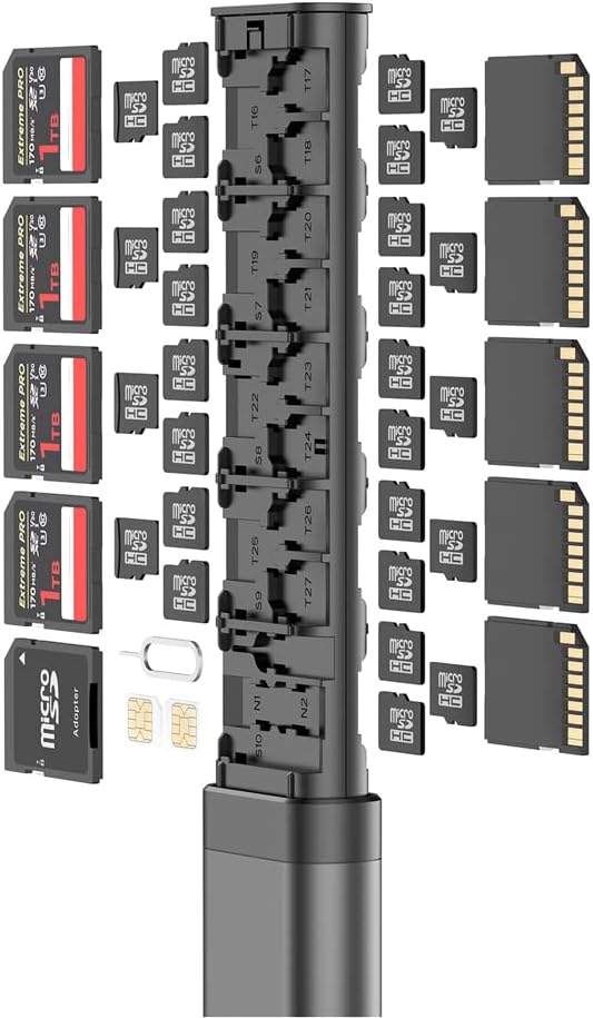 BUDI Pop-up Design 30 Slots Memory Card Case Crush & Shockproof Wallet for 27 Micro SD SDXC SDHC TF Cards and 6 Cards/Micro SDHC/Micro Holder Organizer,Case Storage