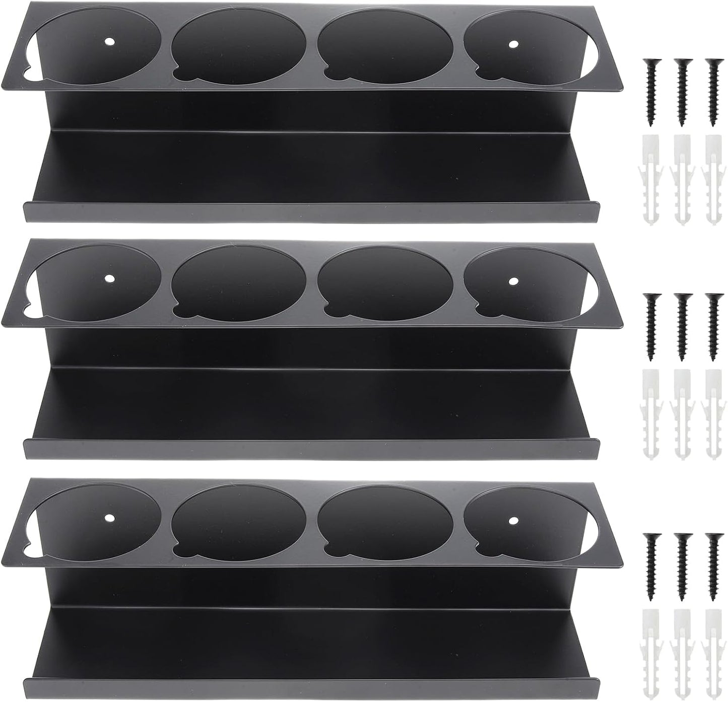 RealPlus Aerosol Spray Can Holder Rack Organizer, 4 Can Spray Bottle Holder Heavy-Duty Steel Wall Mounted for Garage and Workspace, Pack of 3