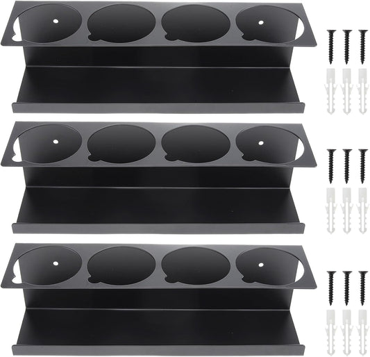 RealPlus Aerosol Spray Can Holder Rack Organizer, 4 Can Spray Bottle Holder Heavy-Duty Steel Wall Mounted for Garage and Workspace, Pack of 3