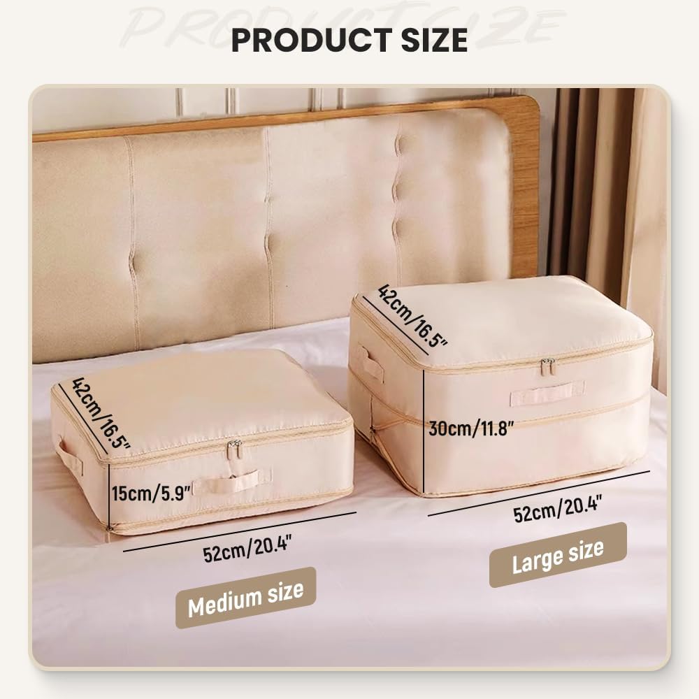 Ultra Space Saving Self Compression Organizer, 2026 Upgraded Space Saving Self Compression Organizer for Comforters, Blankets, Bedding, Portable Heavy Duty Moving Bags Storage Tote for Space Saving