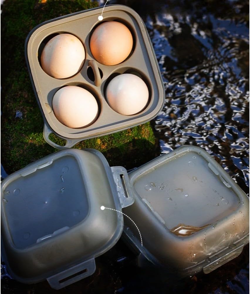 4 Girds Egg Holder Container - Portable Camping Carrier Egg Holder, PP Silicone Crush-Resistant Protection, for Camping Picnic Travel Outdoor Refrigerator Kitchen