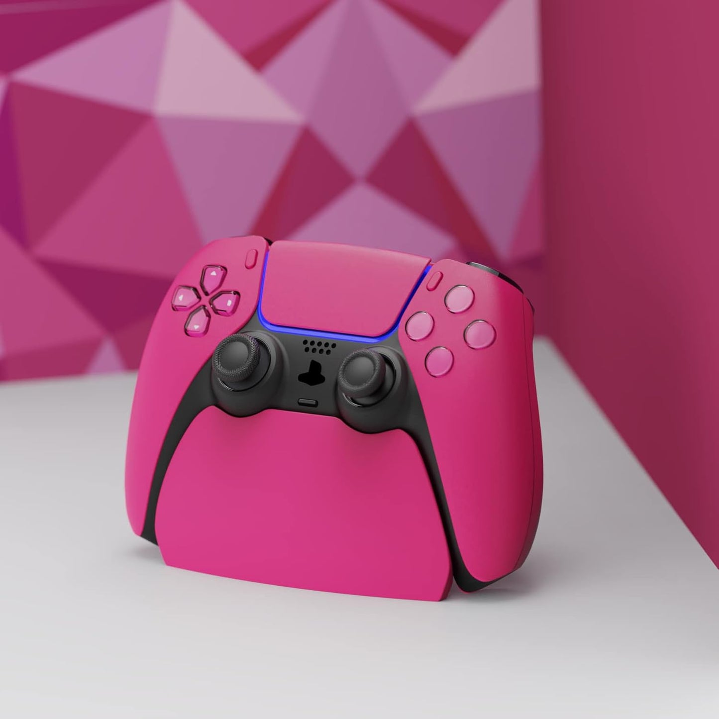 PlayVital 2 Pack Controller Display Stand for ps5, Gamepad Stand Desk Holder for ps5 Controller Accessories with Rubber Pads, Nova Pink