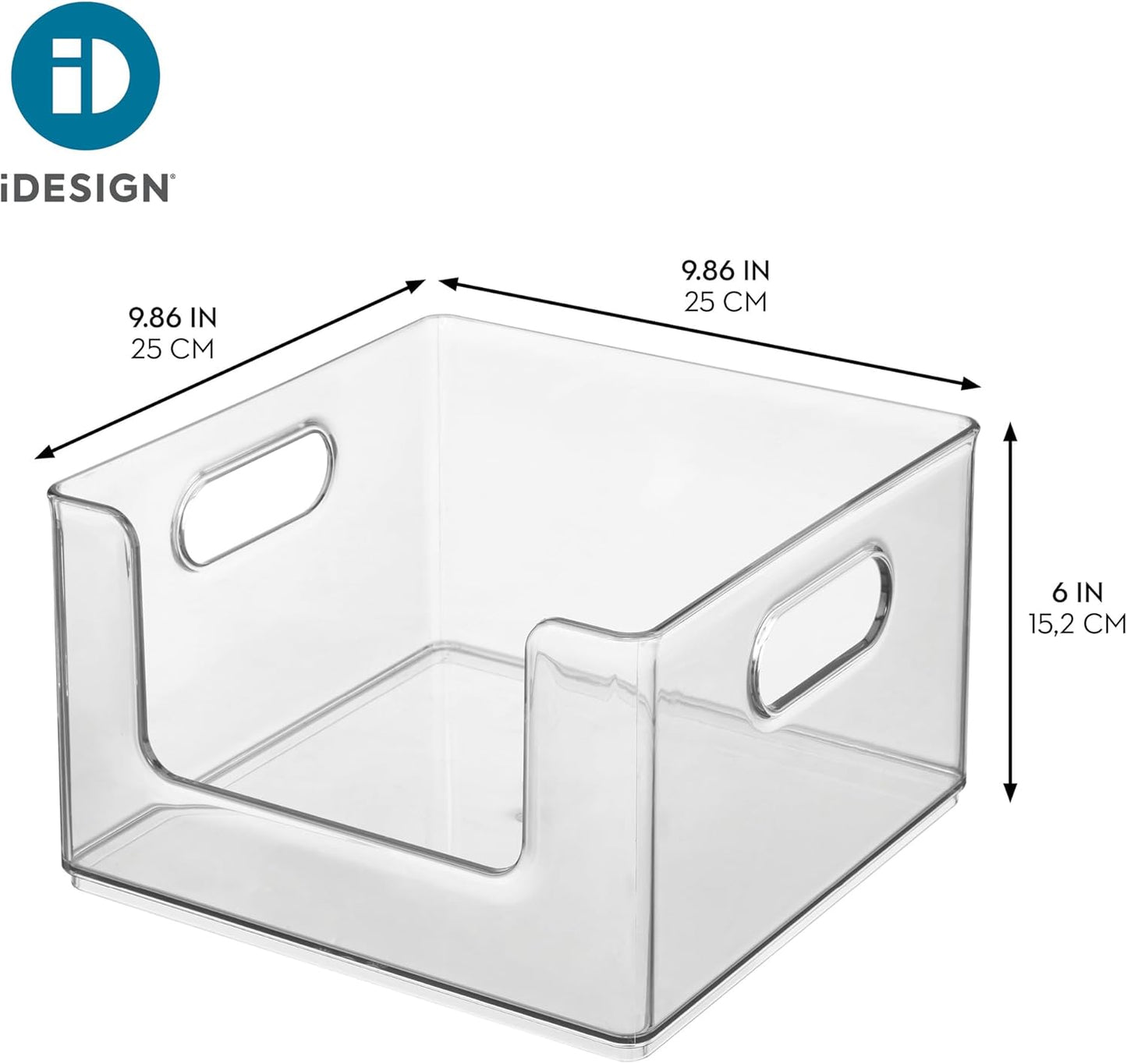iDesign Stackable Clear Plastic Open Front Storage Bin, Easy Access Organizer for Pantry or Cabinet