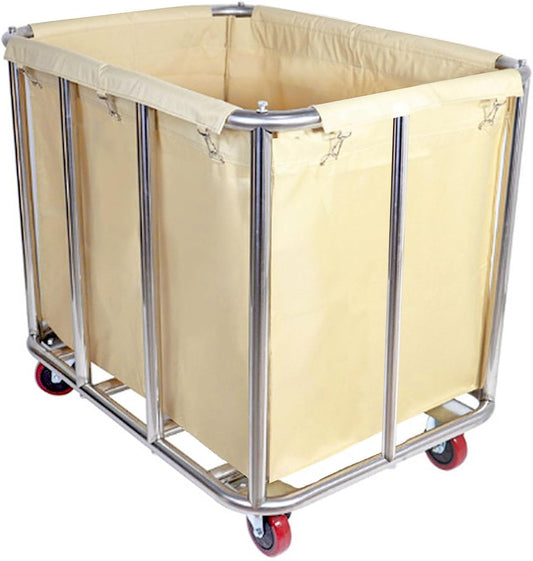 Laundry Cart for Commercial/Home,12 Bushels Heavy Duty Large Stainless Steel Rolling Laundry Basket with Wheels，for Laundry/Toys/Sundries Organizer and Storage,286LBS Load