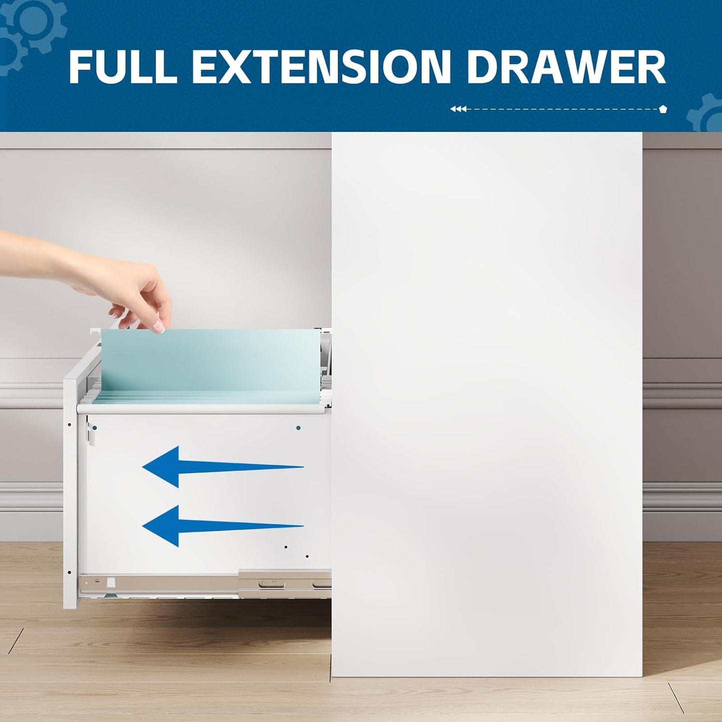 3-Drawer Metal File Cabinet, Lateral Vertical Filing Cabinets for Home Office, Locking Cabinet with Storage Shelves, Legal/Letter/A4 Size Office File Cabinet,(White, Assemble Required)