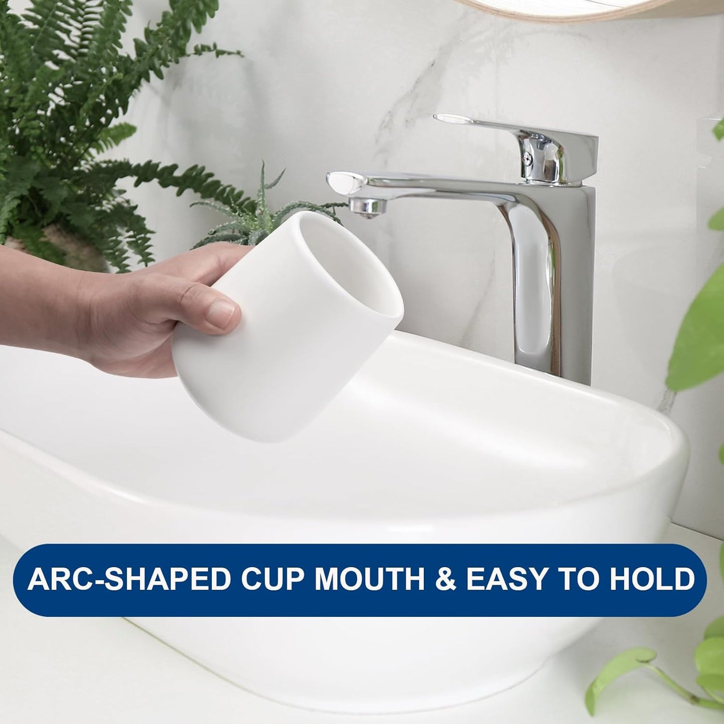 Bathroom Tumbler Cup Ceramic 2Pcs 13.5oz Reusable Toothbrush Cup 400ml, Toothbrush Holder Adequate for Your Bathroom (White)