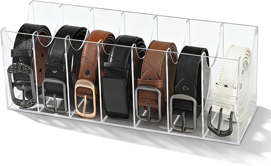 Belt Storage Rack 7-Grid Acrylic Transparent Belt Box for Men's and Women's Home use Transparent Wardrobe tie and Bow Display Cabinet with Storage Container for Drawers and wardrobes