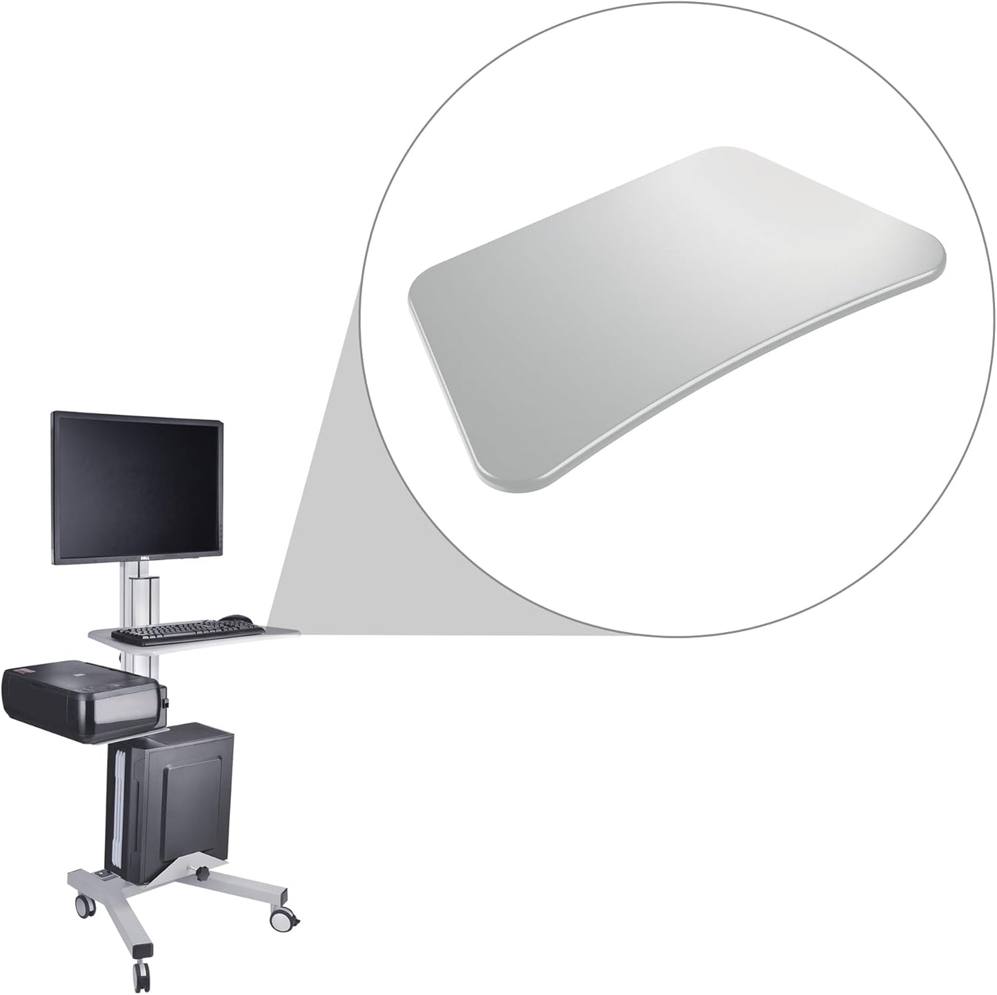Yescom Sliding Desktop Keyboard Tray Steel for PC Mobile Cart Medical Trolley Cart Silver