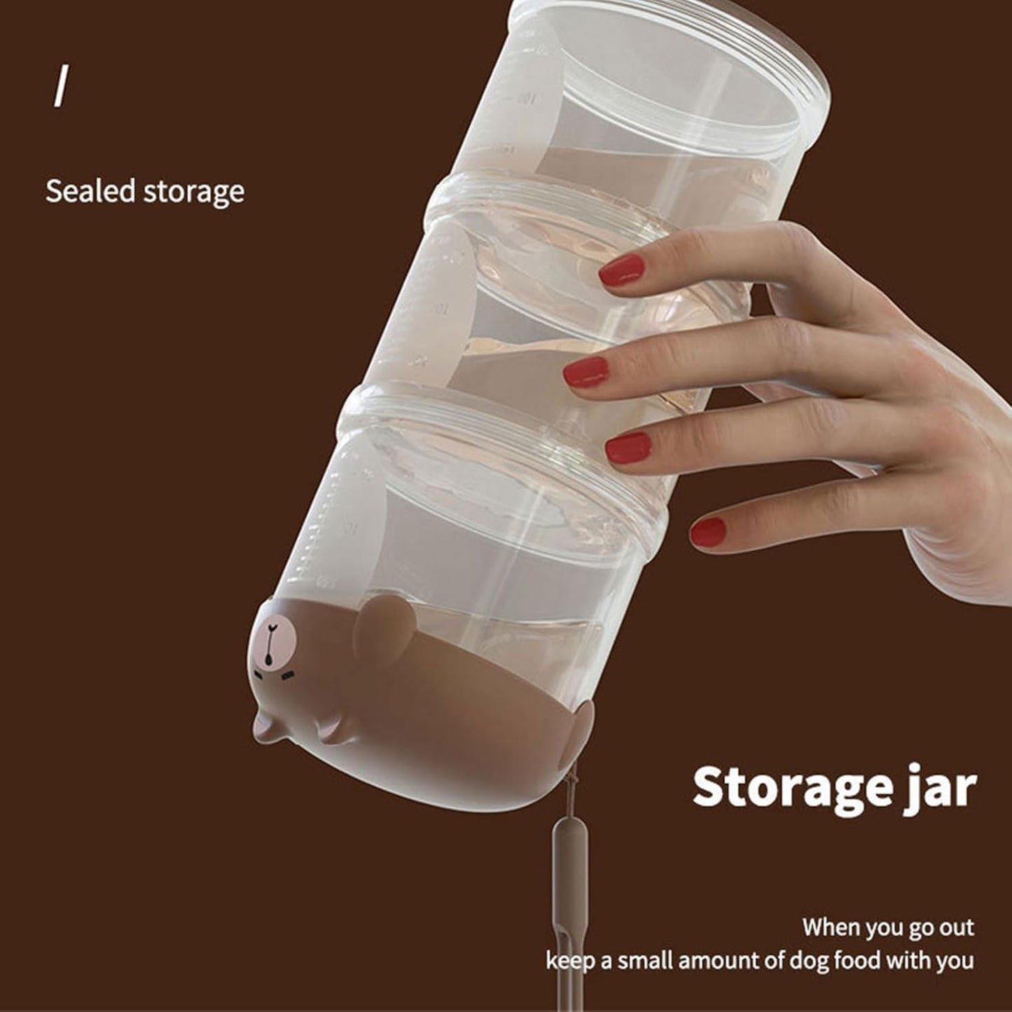 Visible Tiered Pet Treat Storage Box with Cartoon Design Cover for Dry Food and Accessories Feeding Accessories