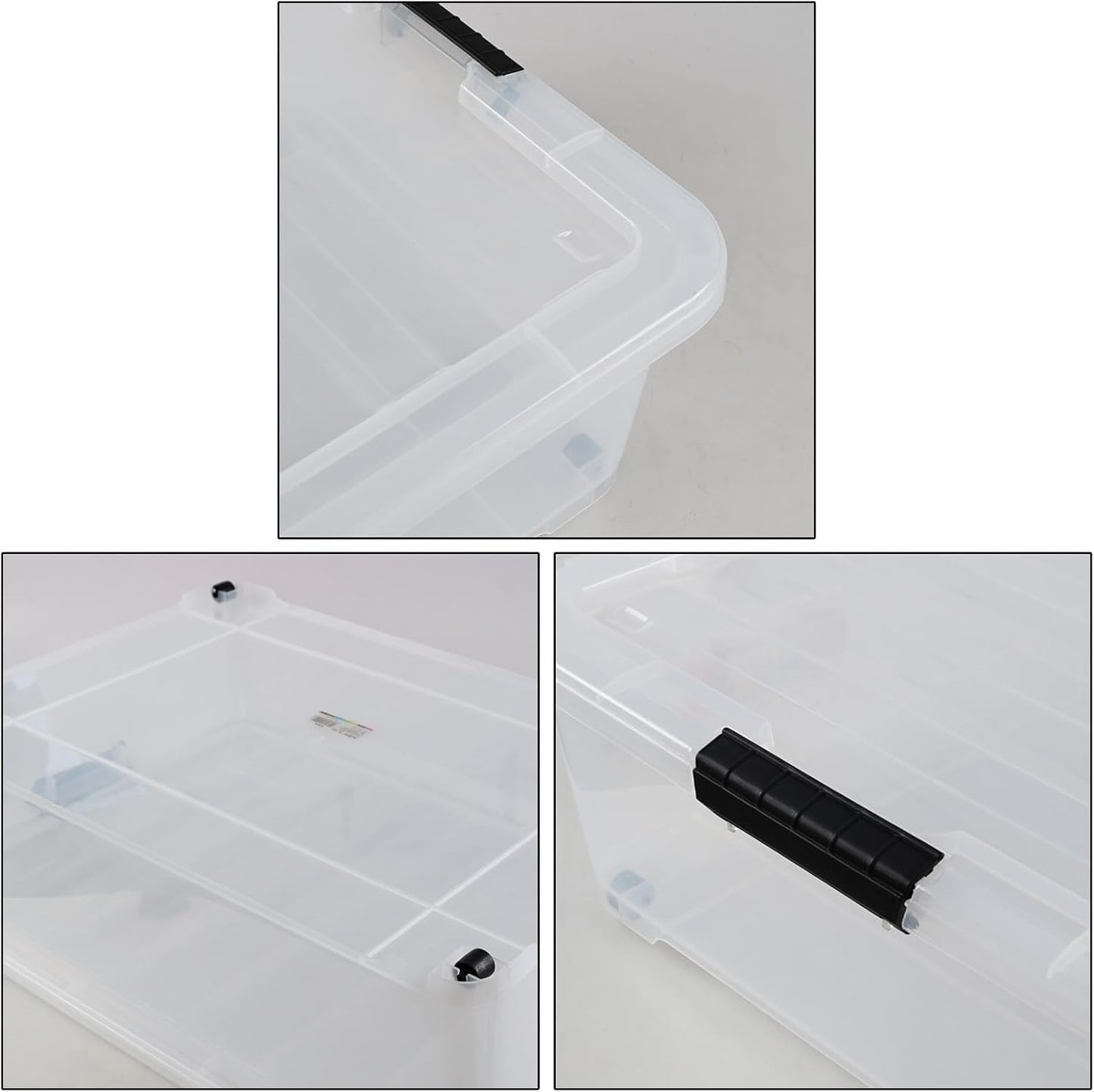 50 Quart Large Plastic Under Bed Storage Box, Clear Underbed Storage Containers with Wheels, 3 Packs
