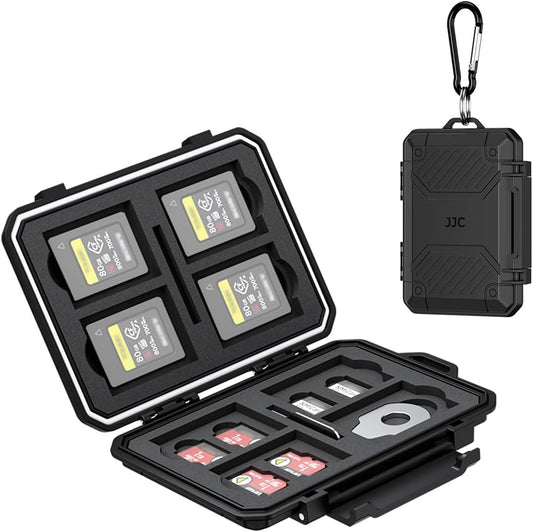 Small 18 Slots Memory Card Case for 8 SD 4 CFA 4 TF and 2 Nano SIM Cards, IP67 Waterproof Anti-Shock Anti-Dust, Compact Size & Portable SD SDHC SDXC CFexpress Type-A Card Holder Organizer Storage Box