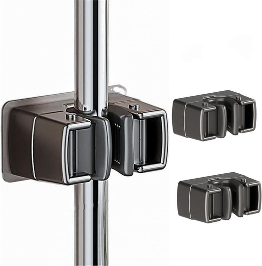 3 Pack Heavy Duty Mop Holder Wall Mount, Strong Adhesive Hanger for Broom Closet Organizer, Space Saving Utility Hooks for Bathroom Kitchen Garage Storage